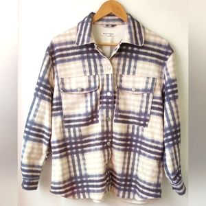 WORKSHOP REPUBLIC CLOTHING Blue and Beige Plaid Print Women's Jacket Size XS